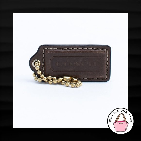 Coach Accessories - 2.25" Large COACH BROWN LEATHER BRASS KEY FOB BAG CHARM KEYCHAIN HANGTAG TAG